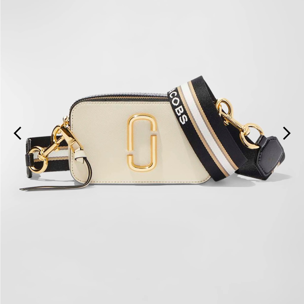 Marc Jacobs Snapshot Bag Leather Crossbody Neutral Cream Black Beige